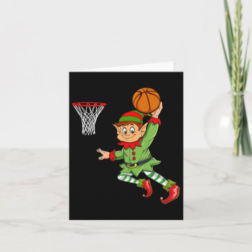 Elf Playing Basketball Thanksgiving Christmas 2021 Card