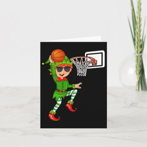 Elf Playing Basketball Thanksgiving Christmas 2021 Card