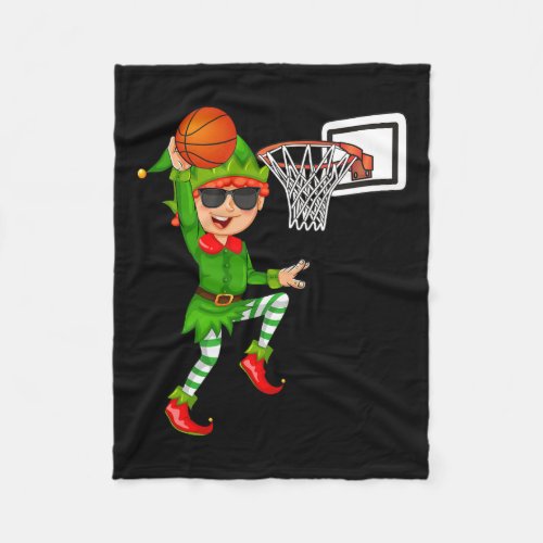 Elf Playing Basketball Thanksgiving Christmas 2021 Fleece Blanket