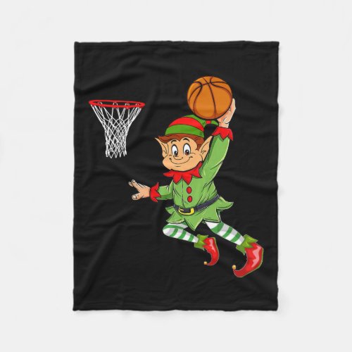 Elf Playing Basketball Thanksgiving Christmas 2021 Fleece Blanket