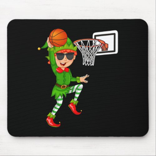 Elf Playing Basketball Thanksgiving Christmas 2021 Mouse Pad