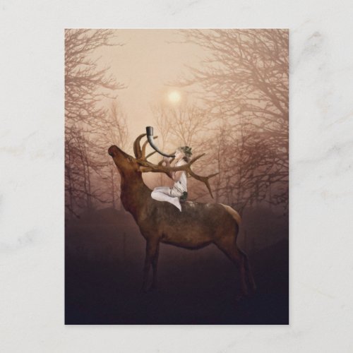 Elf Princess and The Stag Horn Postcard