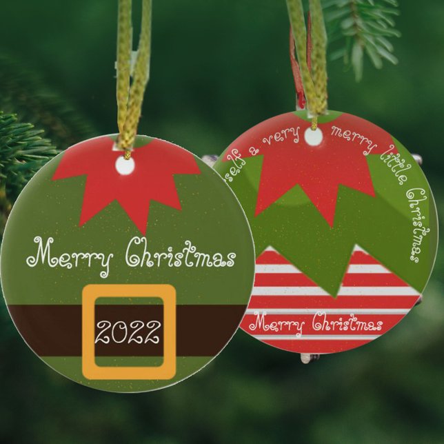 Elf Red Green Have Yourself Merry Little Christmas Ceramic Ornament (Creator Uploaded)