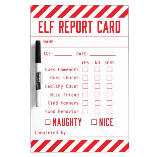 Elf Report Card Dry Erase Board