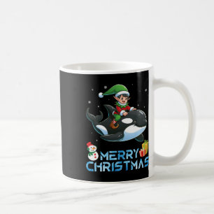 Elf Riding Orca Snowman Present Merry Christmas Da Coffee Mug
