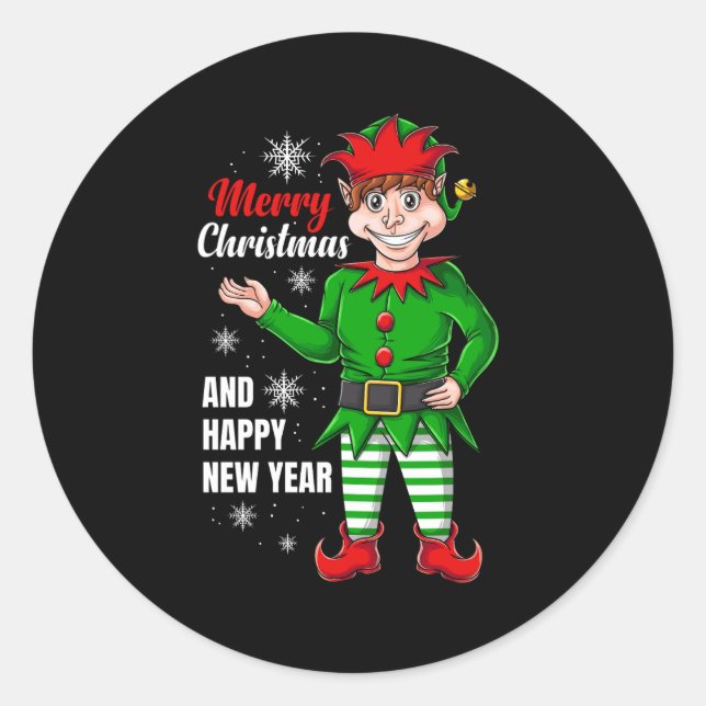 elf santa character classic round sticker (Front)