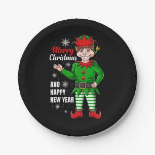 elf santa character paper plates