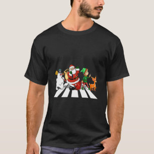 Elf Santa Snowman Reindeer Road Merry Christmas Pa T-Shirt