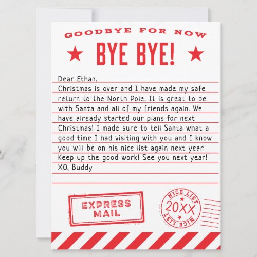 Elf Says Goodbye Holiday Card