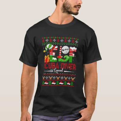 Elf Scuba Diver Squad Christmas Team Funny Parties T-Shirt