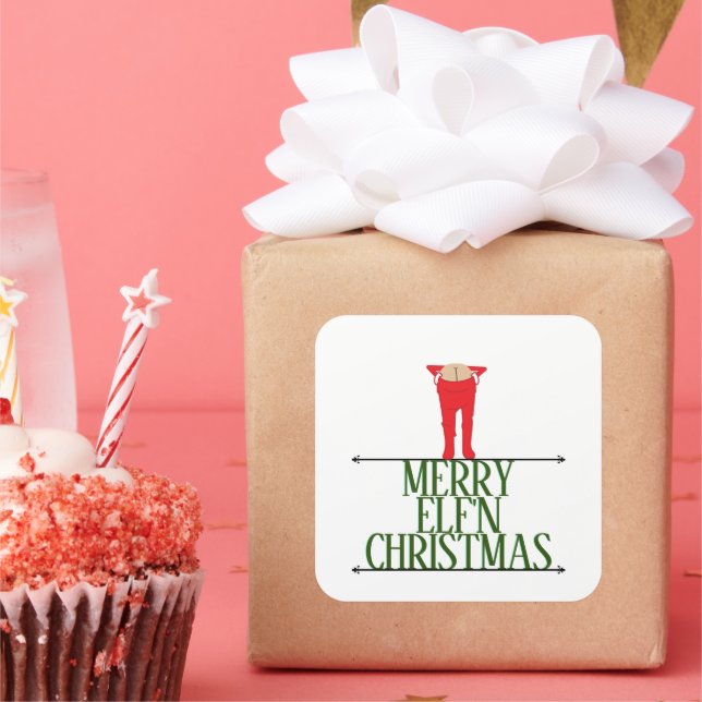 Elf Shenanigans Christmas Greeting Sign Square Sticker (Party)