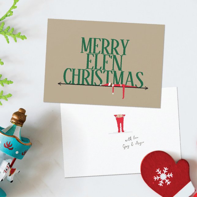 Elf Shenanigans Greeting Sign Christmas Card (Creator Uploaded)