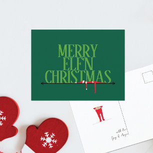 Elf Shenanigans Greeting Sign Christmas Postcard