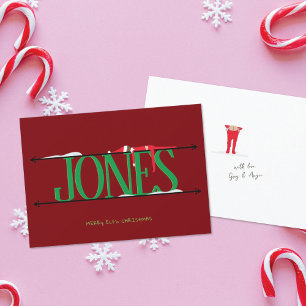Elf Shenanigans Name Sign Red & Green Christmas Holiday Card