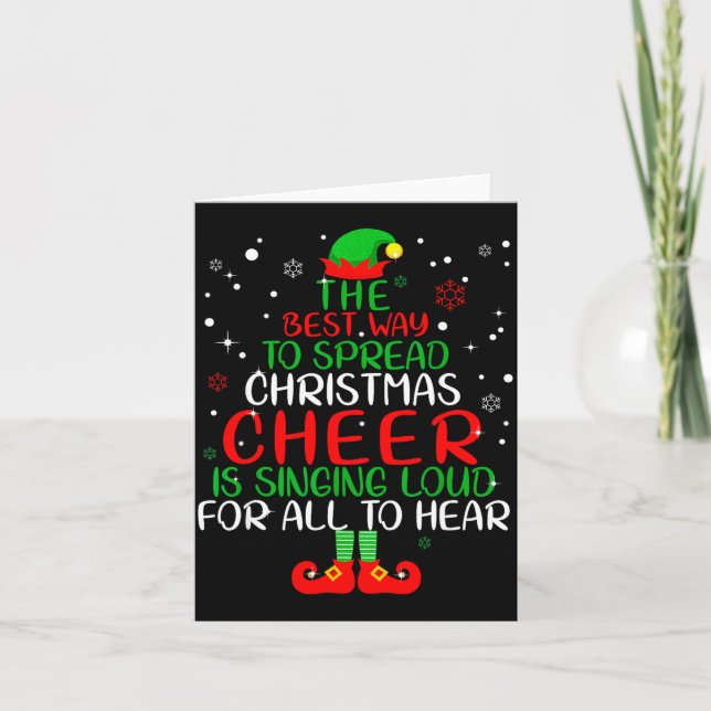 Elf Shirt The Way To Spread Christmas Cheer Boys M Card (Front)