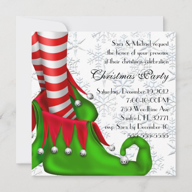 elf shoe christmas invitation (Front)