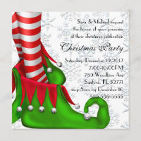 elf shoe christmas invitation