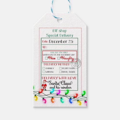  Elf Shop Special Delivery Santa Nice or Naughty G Gift Tags