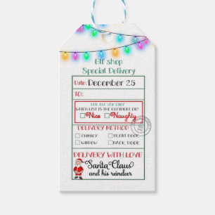 Elf Shop Special Delivery Santa Nice or Naughty Gift Tags