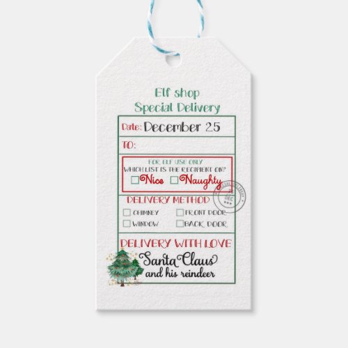  Elf Shop Special Delivery Trees Nice or Naughty Gift Tags