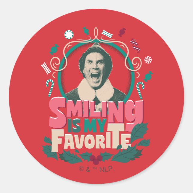 Elf - Smiling is My Favorite Classic Round Sticker (Front)