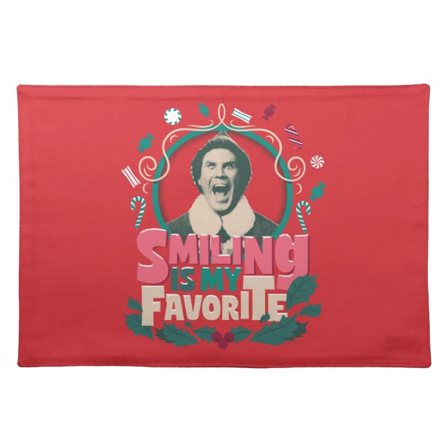 Elf - Smiling is My Favorite Cloth Placemat (Front)