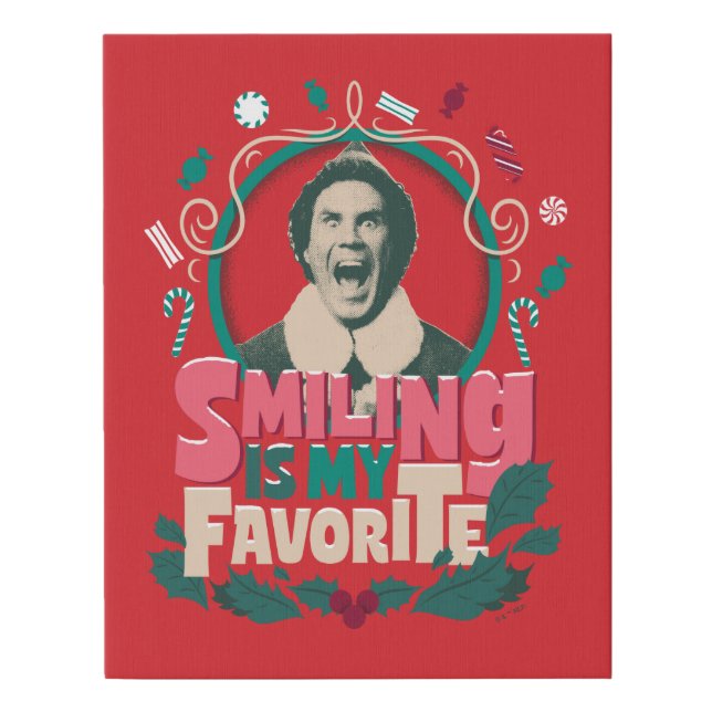 Elf - Smiling is My Favorite Faux Canvas Print (Front)