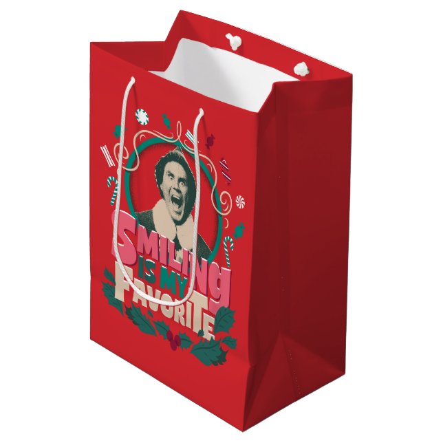 Elf - Smiling is My Favorite Medium Gift Bag (Front Angled)