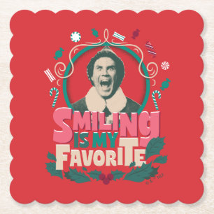 Elf - Smiling is My Favorite Paper Coaster