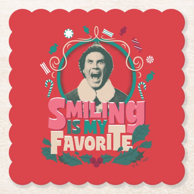 Elf - Smiling is My Favorite Paper Coaster (Front)
