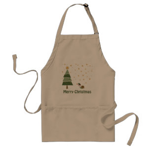 Elf Snail Christmas Scene Adult Apron