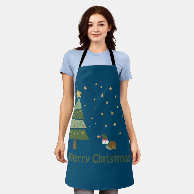 Elf Snail Christmas Scene Apron (Worn)