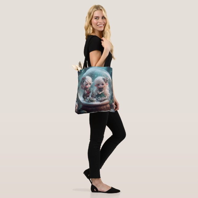 Elf Snowglobe Tote Bag (On Model)