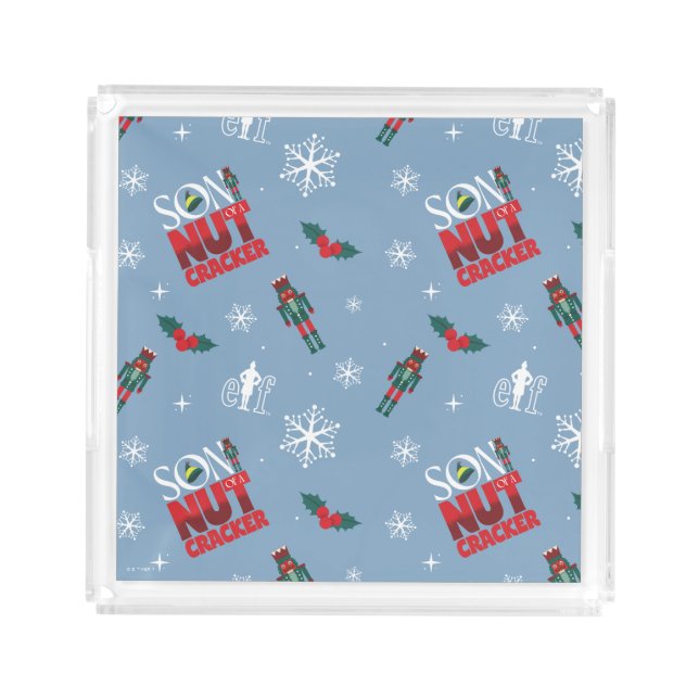 Elf "Son of a Nutcracker" Winter Pattern Acrylic Tray (Front)