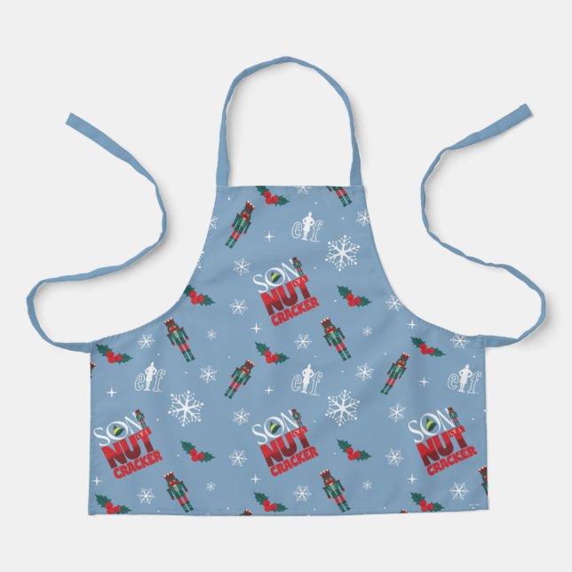Elf "Son of a Nutcracker" Winter Pattern Apron (Front)