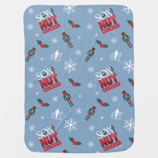 Elf "Son of a Nutcracker" Winter Pattern Baby Blanket (Front)