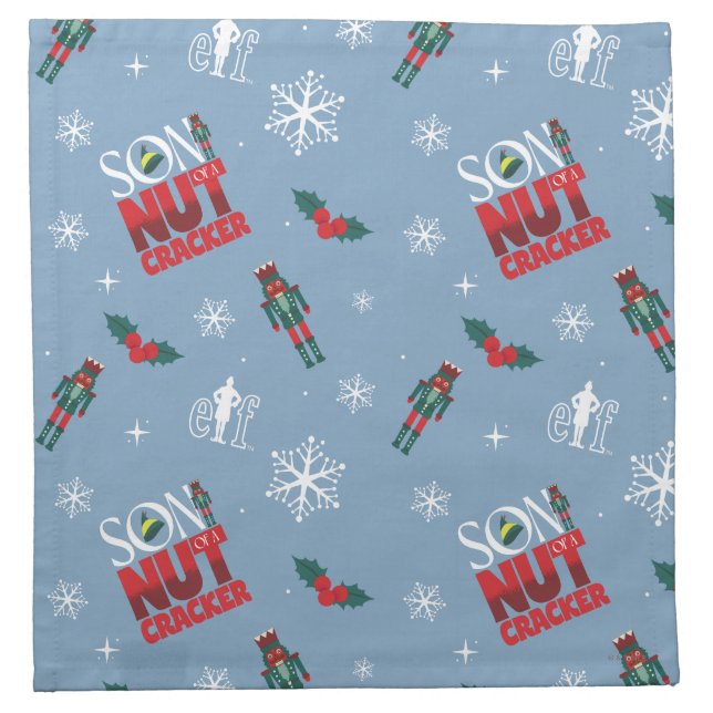 Elf "Son of a Nutcracker" Winter Pattern Cloth Napkin (Front)