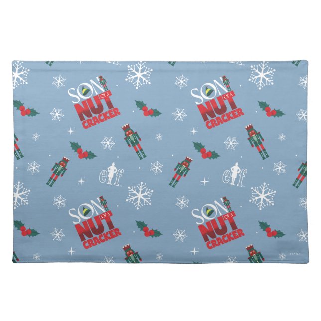 Elf "Son of a Nutcracker" Winter Pattern Cloth Placemat (Front)