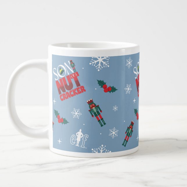 Elf "Son of a Nutcracker" Winter Pattern Giant Coffee Mug (Left)