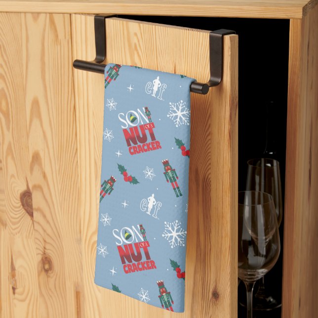 Elf "Son of a Nutcracker" Winter Pattern Kitchen Towel (Thirds Fold)