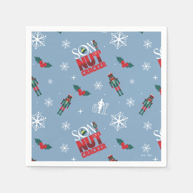 Elf "Son of a Nutcracker" Winter Pattern Napkins (Front)