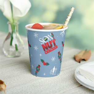 Elf "Son of a Nutcracker" Winter Pattern Paper Cups