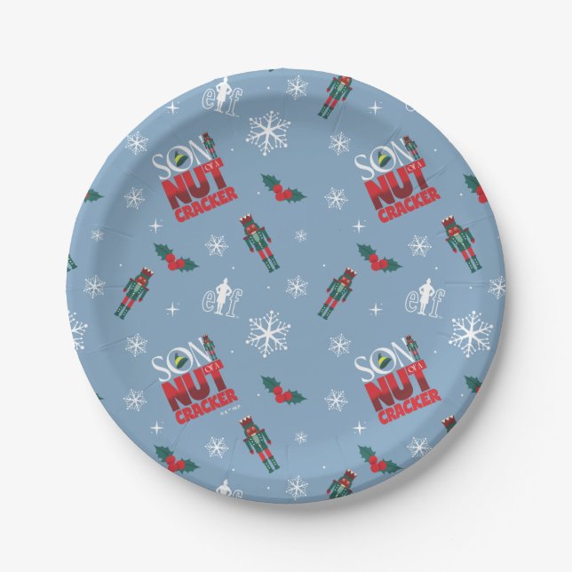 Elf "Son of a Nutcracker" Winter Pattern Paper Plates (Front)