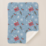 Elf "Son of a Nutcracker" Winter Pattern Sherpa Blanket
