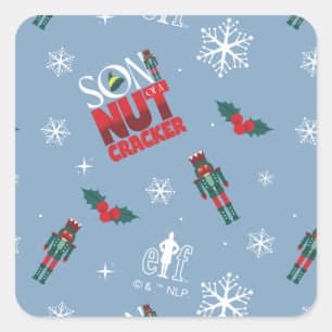 Elf "Son of a Nutcracker" Winter Pattern Square Sticker