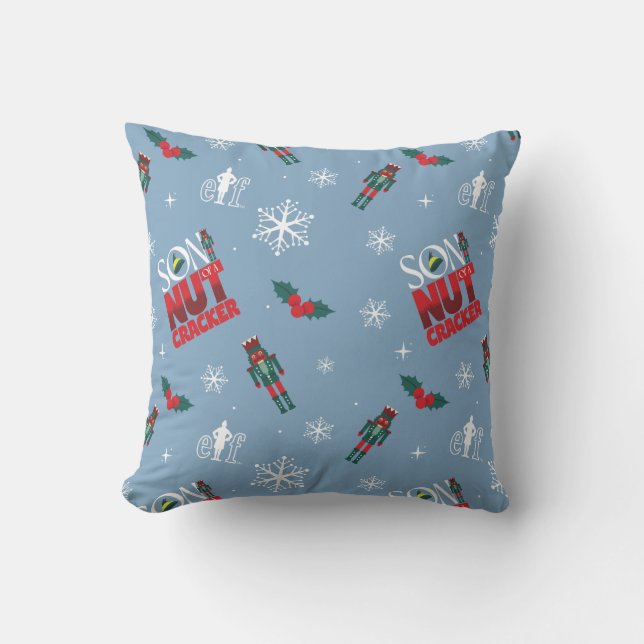 Elf "Son of a Nutcracker" Winter Pattern Throw Pillow (Front)