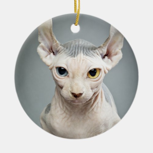 Elf Sphinx Cat Photograph Ceramic Ornament