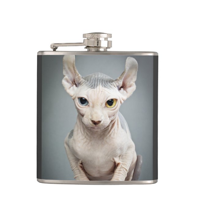 Elf Sphinx Cat Photograph Flask (Front)