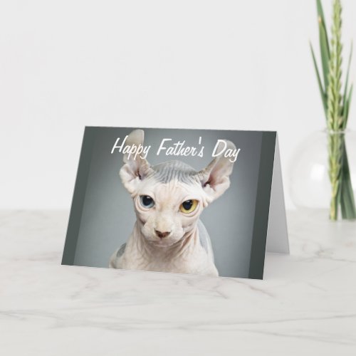 Elf Sphinx Cat Photograph Happy Fathers Day Card