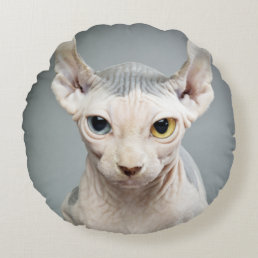 Elf Sphinx Cat Photograph Image Round Pillow